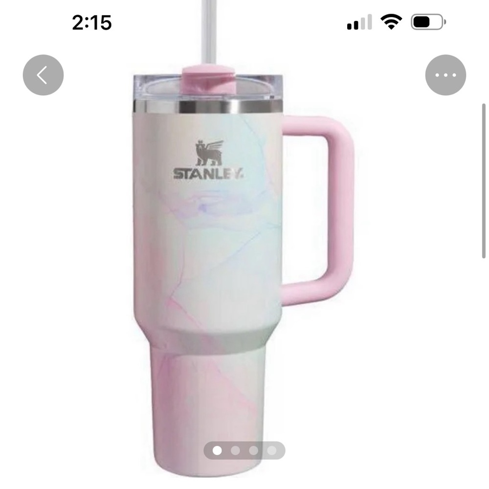 Stanley cup in the color tulle.  Beautiful watercolor pink   Target exclusive